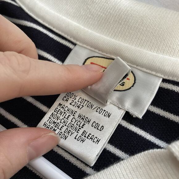 Talbots Women's Black White Striped Sleeveless Polo Shirt Size XL Preppy Tennis - Picture 6 of 10